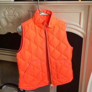 bright orange j. crew vest